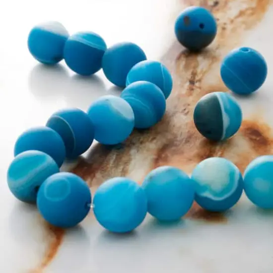 Blue Stripe Matte Agate Round Beads, 10mm by Bead Landing&trade; {3}