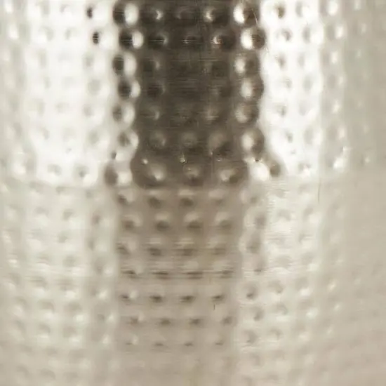 19" Silver Metal Handmade Hammered Drum Accent Table with Hammered Design {7}