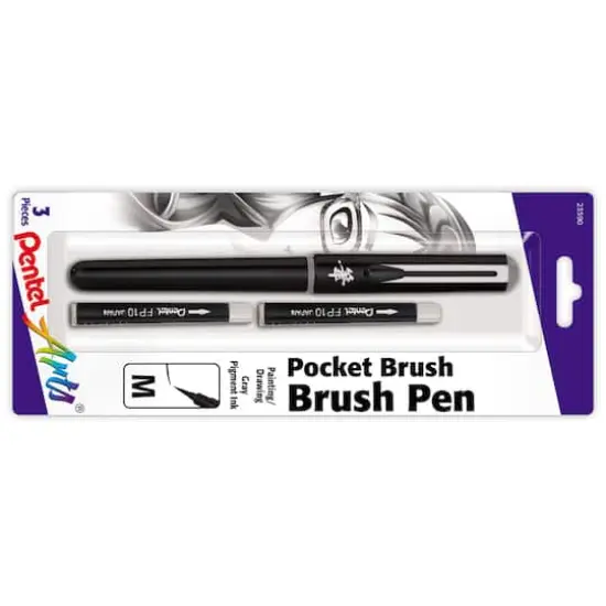 Pentel Arts&reg; Medium Gray Pocket Brush Pen with 2 Refills {3}