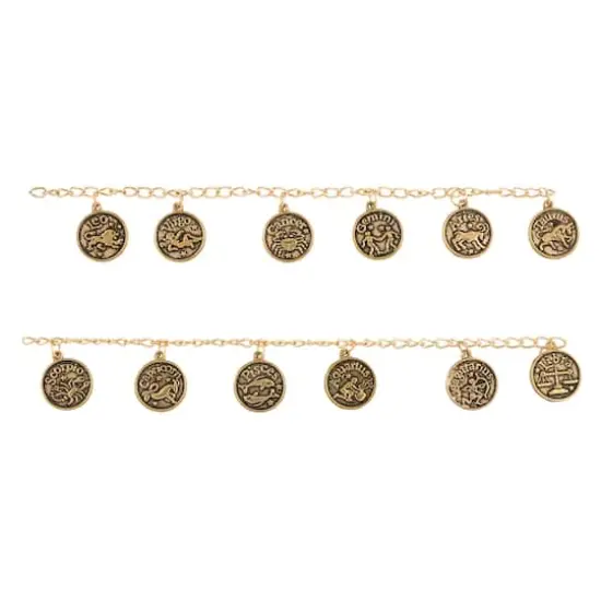 Antique Gold Metal Zodiac Beads, 17mm by Bead Landing&trade; {4}
