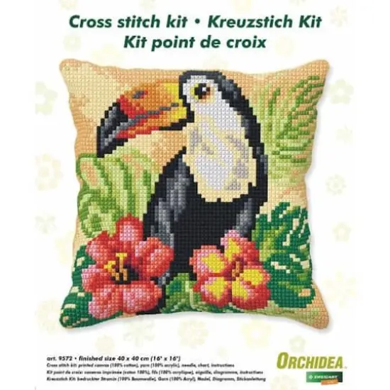 Orchidea Cushion Cross Stitch Kit Toucan {3}