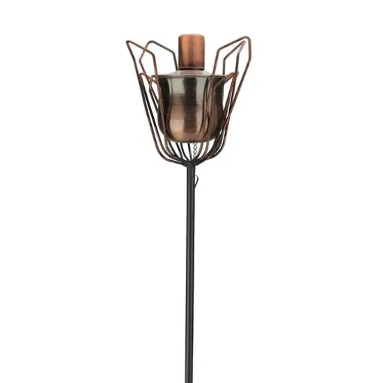 30" Brushed Copper Flower Oil Lamp Patio Torch {3}