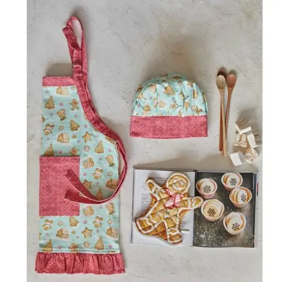Hello Honey® 24" Gingerbread Man Kids Apron with Chef's Hat & Oven Mitt {3}