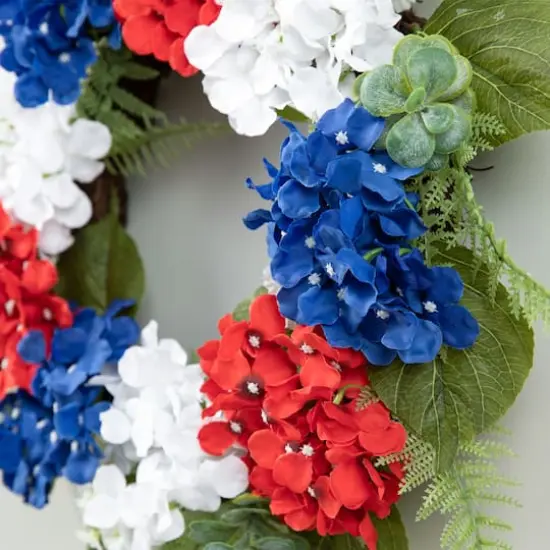 Glitzhome&reg; 22" Red, White & Blue Hydrangea Wreath {7}