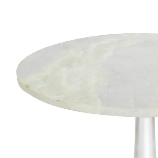 2ft. White Marble and Aluminum Traditional Accent Table {5}