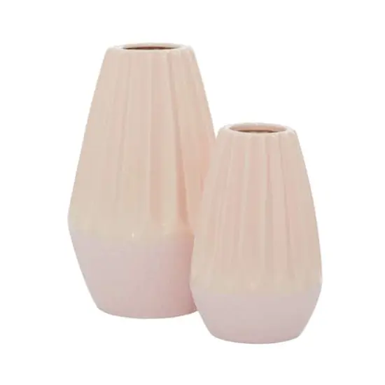 Pink Ceramic Contemporary Vase Set {1}