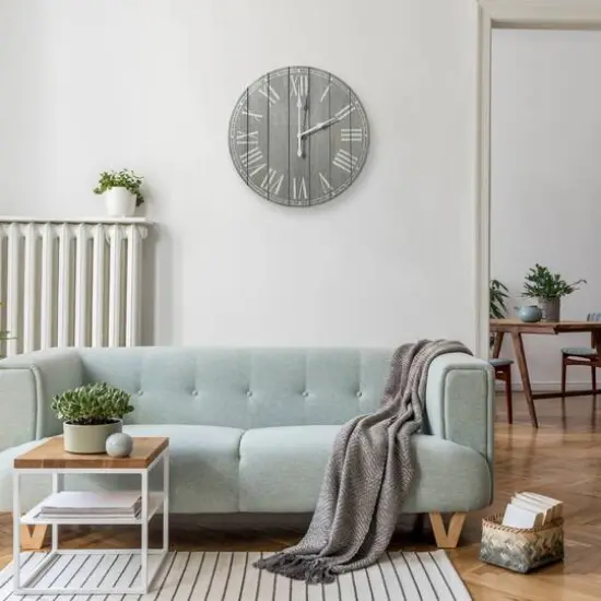 Elegant Designs 23" Wood Plank Coastal Wall Clock Dark Gray Wash {5}