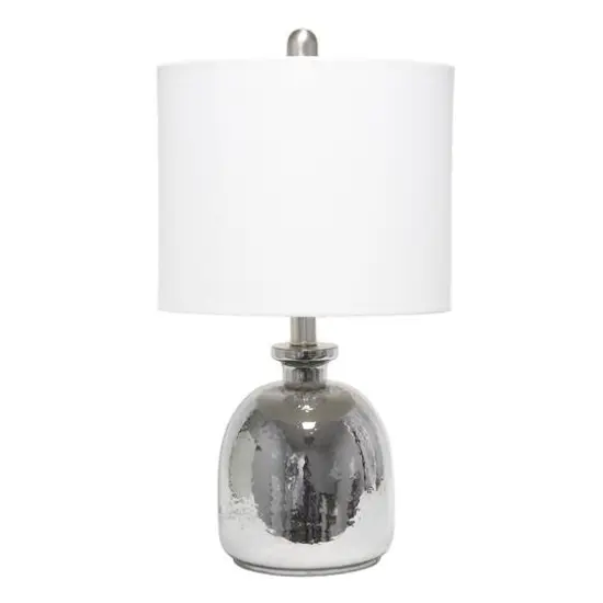 Lalia Home 20" Metallic Gray Hammered Glass Jar Table Lamp White {1}