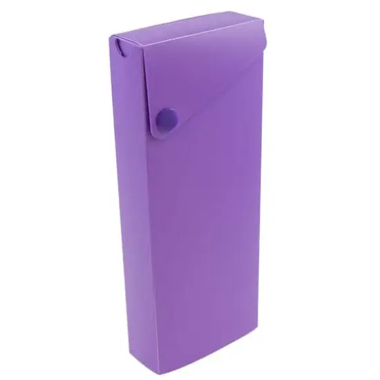JAM Paper Sliding Pencil Case with Button Snap, 6ct. Purple {4}