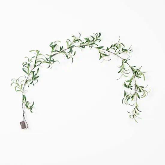 6.5ft. Pre-Lit LED Green Olive Leaf Garland {1}