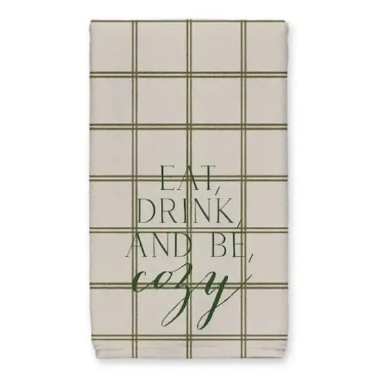 Be Cozy Green and Cream Check Tea Towel - Set of 2 {3}