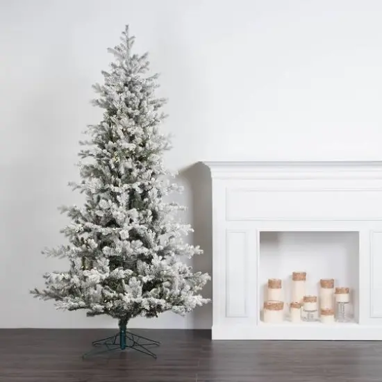 7.5ft. Pre-Lit Frosted Eastern Fraser Fir Artificial Christmas Tree, Warm White LED Lights {3}