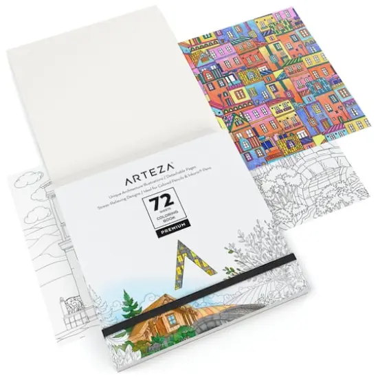 Arteza&reg; 6.4" x 6.4" Architecture Coloring Book {3}