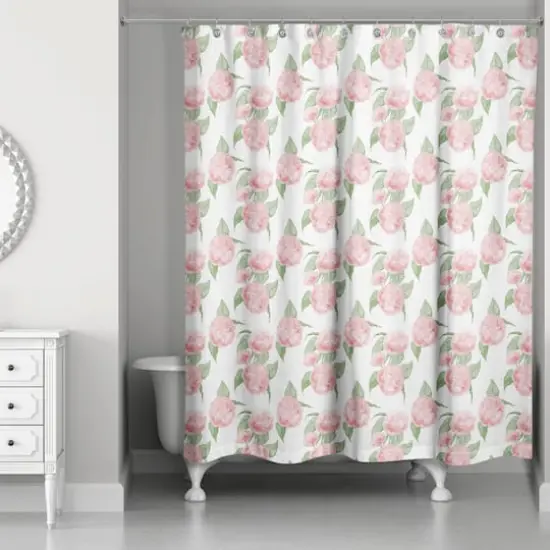 Pink Hydrangea Pattern 71" x 74" Shower Curtain {3}