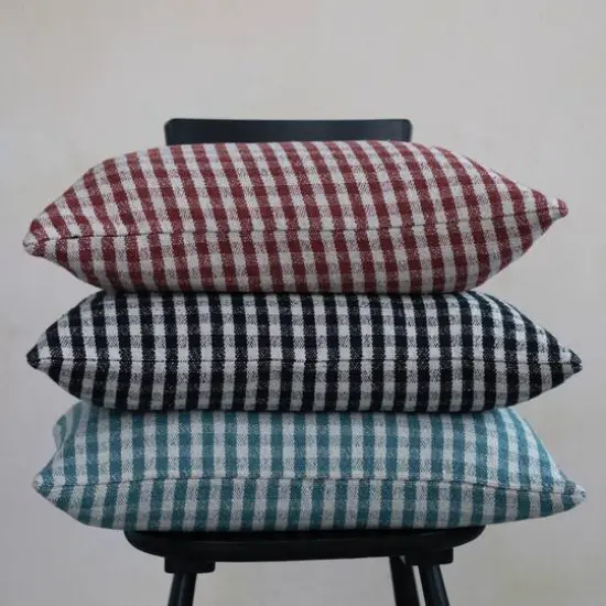 Hello Honey&reg; Gingham Woven Recycled Cotton Blend Lumbar Pillow Cover Red/White {6}