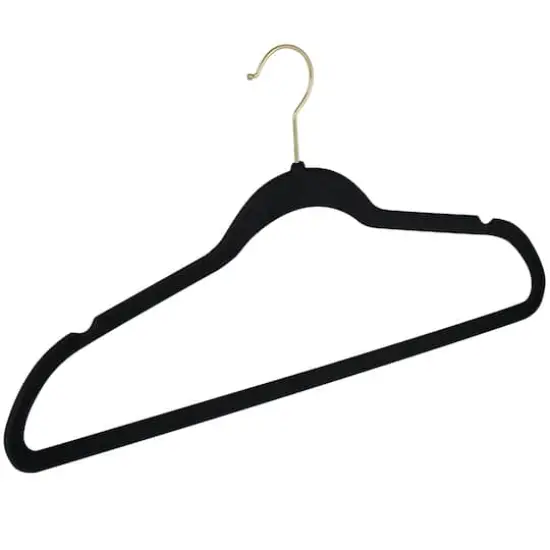 Simplify Slim Velvet Gold Hook Hangers, 25ct. Black {5}