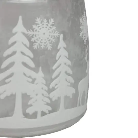 5.5" Silver & Winter Scene Christmas Pillar Candle Lantern {8}