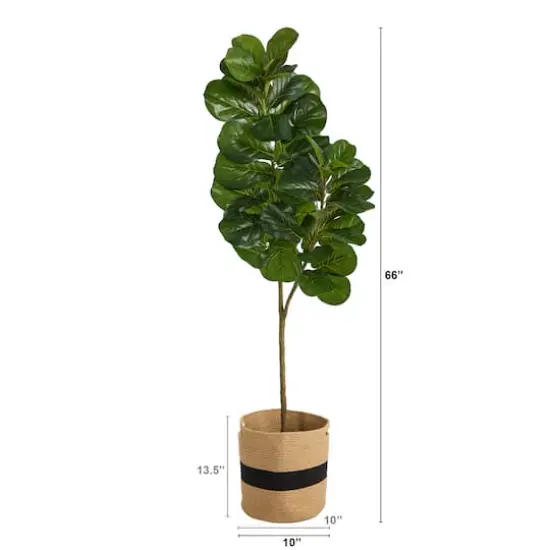 5.5ft. Fiddle Leaf Fig Artificial Tree in Handmade Natural Cotton Planter {3}