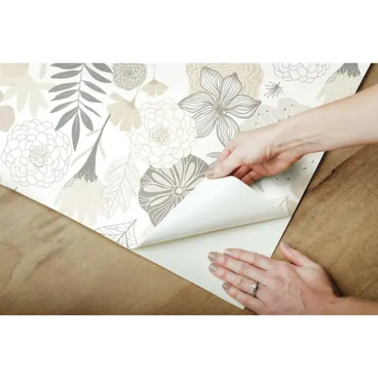 RoomMates Perennial Blooms Peel & Stick Wallpaper Beige {11}