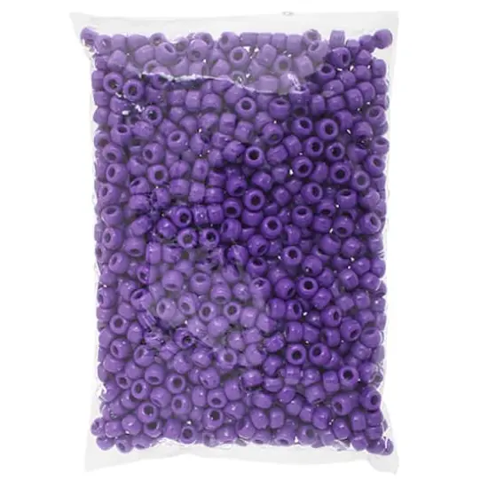 John Bead 9mm Opaque Plastic Pony Beads, 1,000ct. Purple {5}