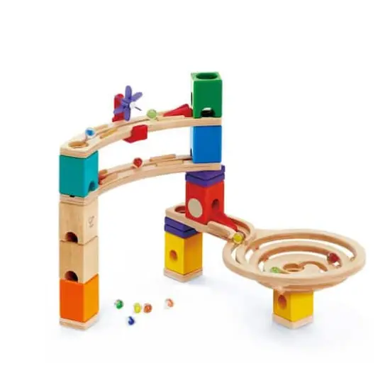 Hape Quadrilla Wooden Marble Run Construction Race To The Finish Set {1}