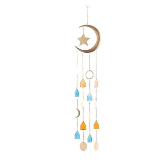 Gold Contemporary Moon and Sun Windchime, 8" x 2" x 42" {3}