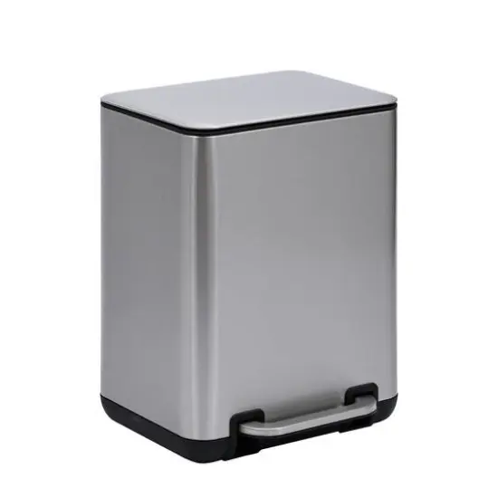 SunnyPoint 1.5gal. Satin Nickel Trash Can with Plastic Inner Bucket {1}
