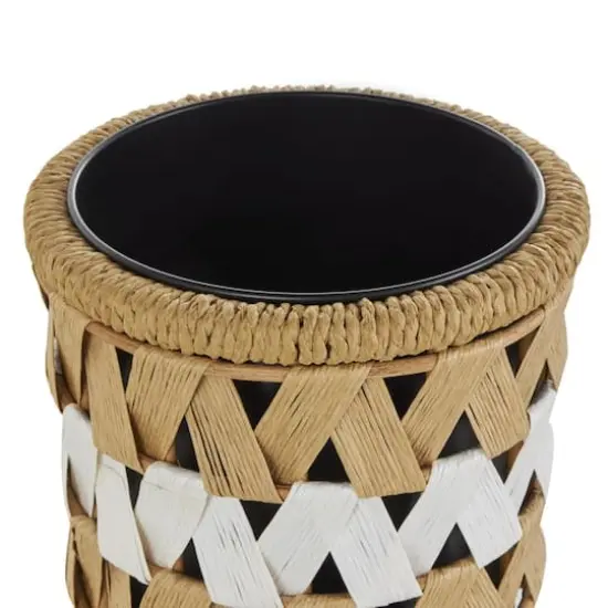 Brown Jute Rope Geometric Woven Chevron Planter Set {5}