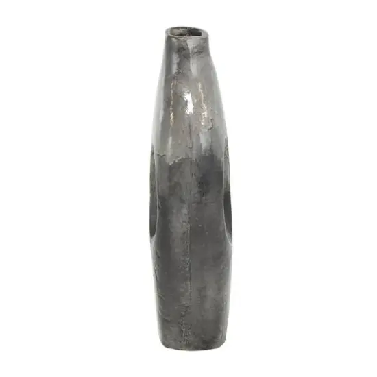 Gray Paper Mache Marble Inspired Decorative Vase with Cutout Handle {4}