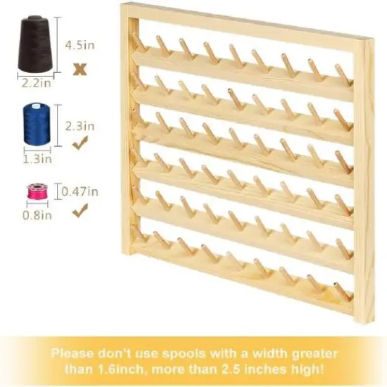54-Spool Wall Mounted Wooden Sewing Thread Rack {4}