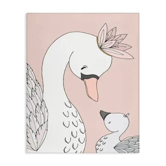 Stupell Industries Mother & Baby Swan Flower Crowns Princess Animals Canvas Wall Art {1}