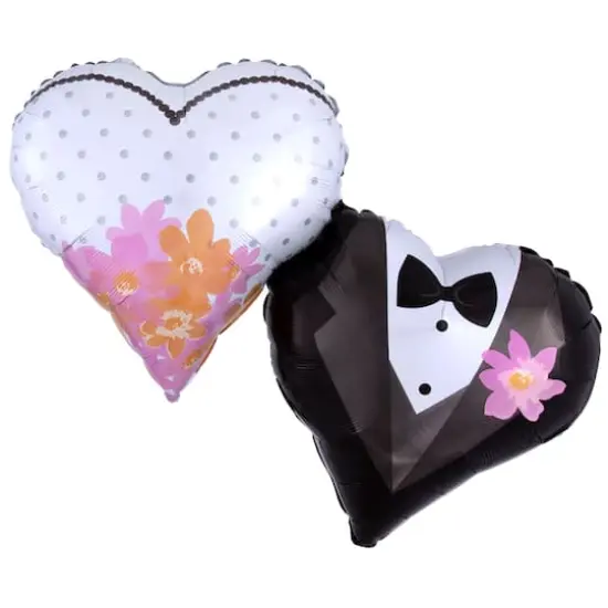30" Wedding Couple Heart Foil Balloon {1}