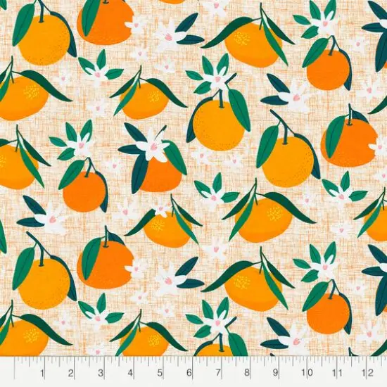 Madcap Cottage Prints Charming Orange Blooms Cotton Fabric {3}