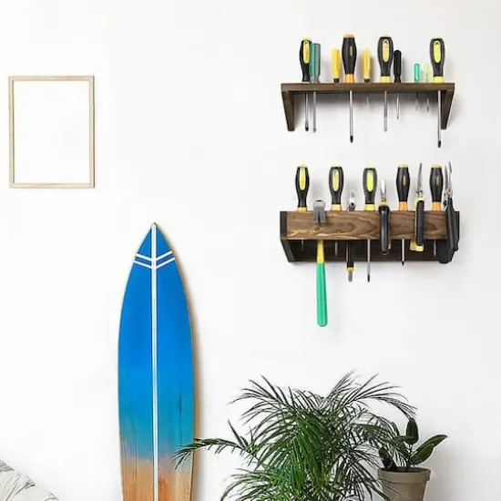 NEX&trade; Rustic Brown Solid Wood Tool Storage Box Organizer Set {6}