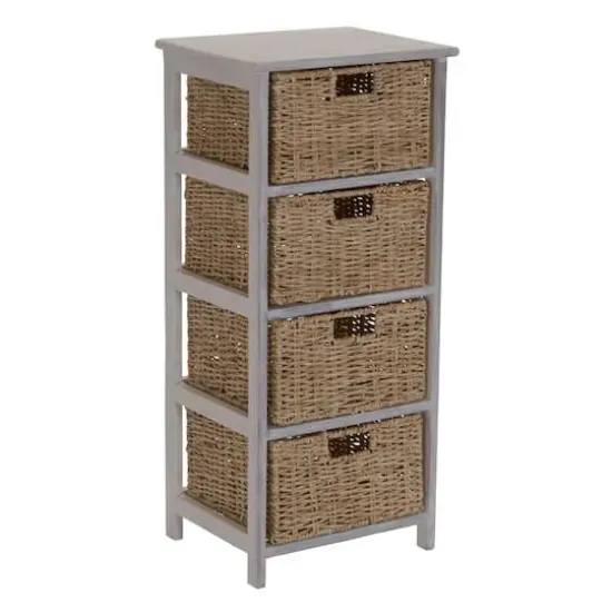 Household Essentials 4-Drawer Dresser with Natural Wicker Baskets {1}