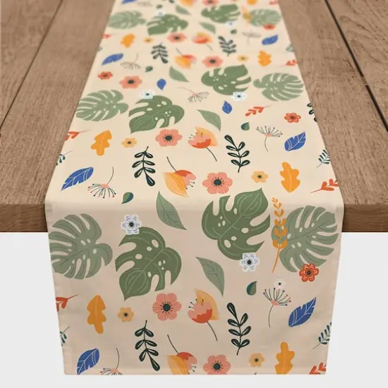 Floral Summer Palms 16" x 90" Cotton Twill Runner {1}
