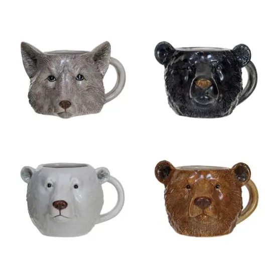 Hello Honey&reg; 12oz. Animal Head Stoneware Mug Set {1}