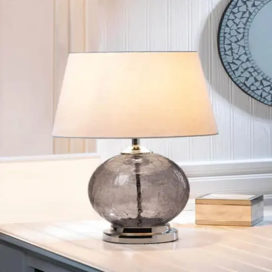 19.25" Gray Cracked Glass Table Lamp {5}