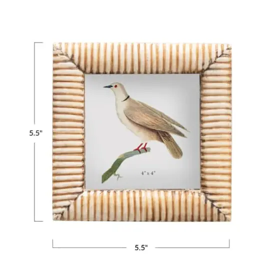 Hello Honey® Natural Hand-Carved Bone & MDF 4" x 4" Tabletop Frame with Ribbed Pattern {5}