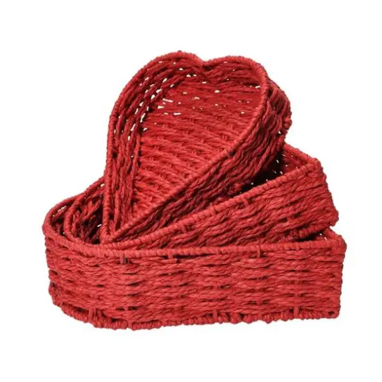 Household Essentials Nesting Paper Rope Heart Basket Set Red {7}