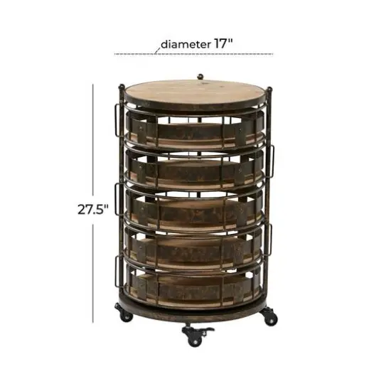 Brown Metal Farmhouse Storage Cart, 28" x 17" x 17" {9}