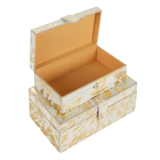 White & Gold Leather Rustic Box Set {3}
