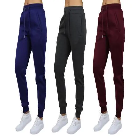 Galaxy by Harvic Women's Relaxed Fit Fleece-Lined Jogger Sweatpants 3 Pack Navy/Charcoal/Burgundy {1}