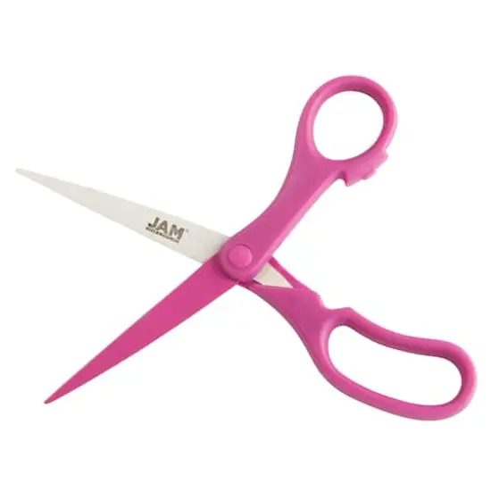 JAM Paper 8" Ergonomic Multi-Purpose Precision Scissors Pink {4}