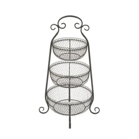 33" Black Iron Farmhouse 3 Tier Tray Stand {1}