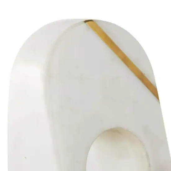 6" White Marble Geometric Curved Pyramid Decorative Bookends {6}