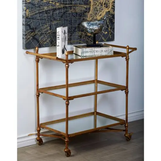 Brass Iron Bar Cart, 33" x 35" x 18" {8}