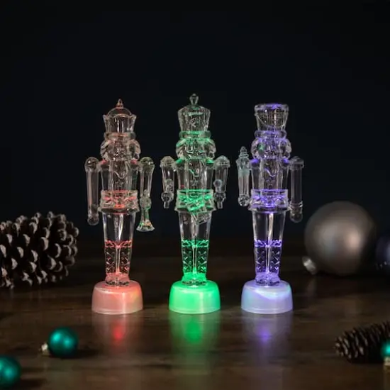 7.5" LED Icy Crystal Nutcracker Christmas Figurine Set {3}