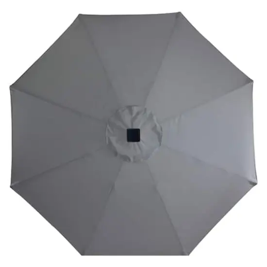 9ft. Solar Lighted Outdoor Patio Market Umbrella Gray {5}