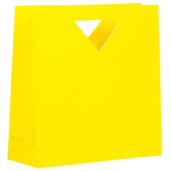 JAM Paper Medium Glossy Gift Bags with Triangle Handle, 3ct. Yellow {1}